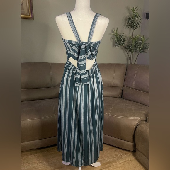 Charlotte Russe Never Worn Green White Striped Sun Dress Sz L Large - Picture 9 of 16